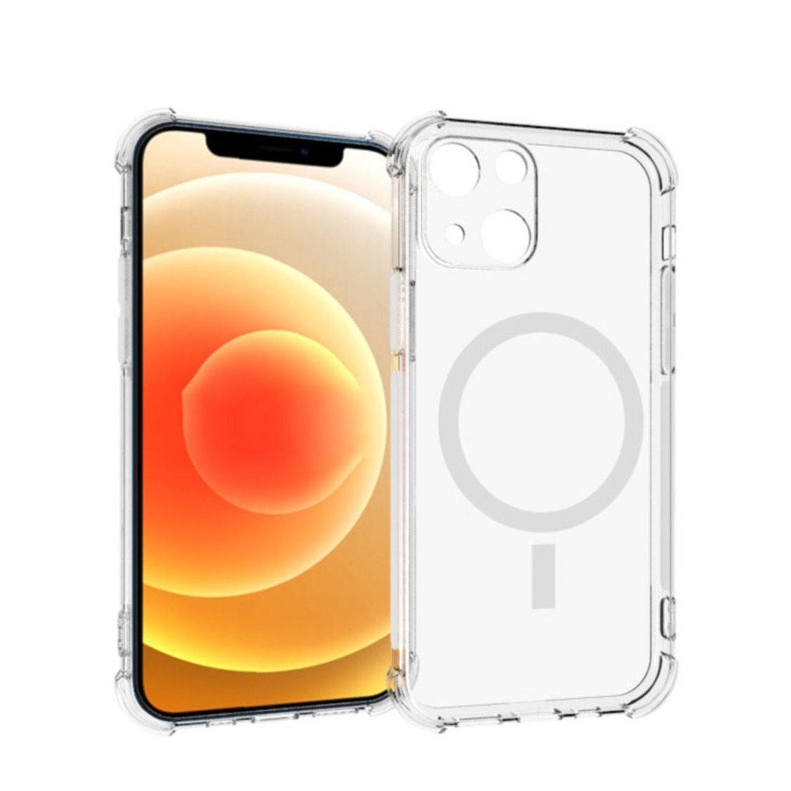 Image of iPhone 13 MagSafe Hybrid Hülle TPU Bumper Air Cushion Fallschutz + Acryl Rückseite - Transparent bei Apfelkiste.ch