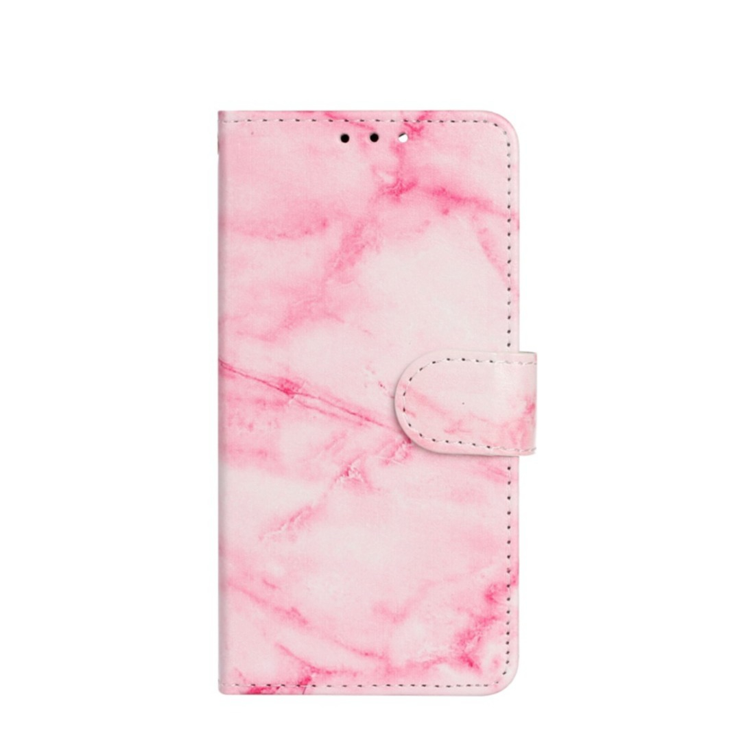 Image of iPhone 13 Leder Tasche Flip Cover Marmor Marble - Rosa / Pink bei Apfelkiste.ch