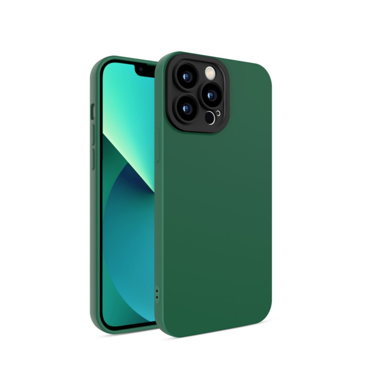 Image of iPhone 13 Pro Gummi Case Soft Touch Hülle + Kameraschutz - Grün / Schwarz bei Apfelkiste.ch