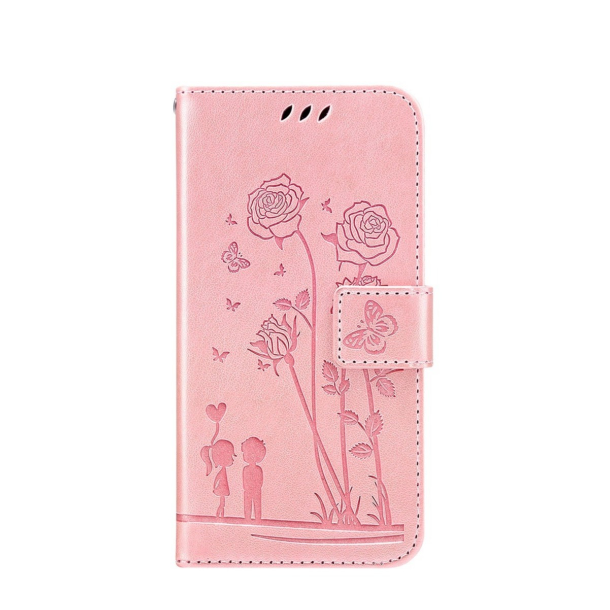 Image of iPhone 13 Pro Leder Tasche mit Kartenfach Love Roses - Rosa bei Apfelkiste.ch