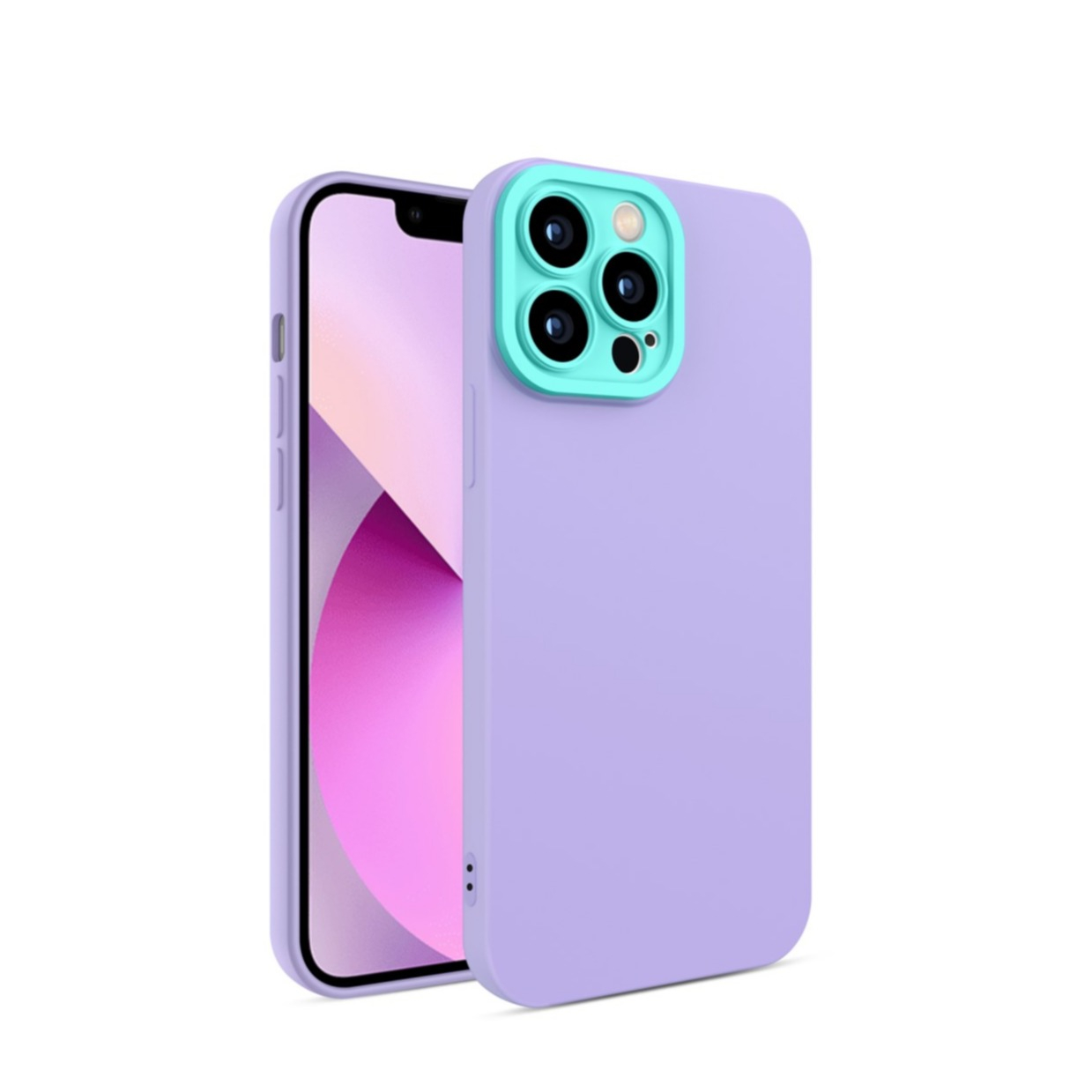 Image of iPhone 13 Pro Max Gummi Case Soft Touch Hülle + Kameraschutz - Lila / Türkis bei Apfelkiste.ch