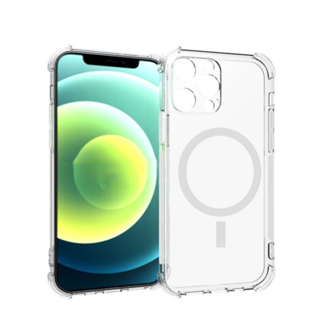 Image of iPhone 13 Pro Max MagSafe Hybrid Hülle TPU Bumper Air Cushion Fallschutz + Acryl Rückseite - Transparent bei Apfelkiste.ch