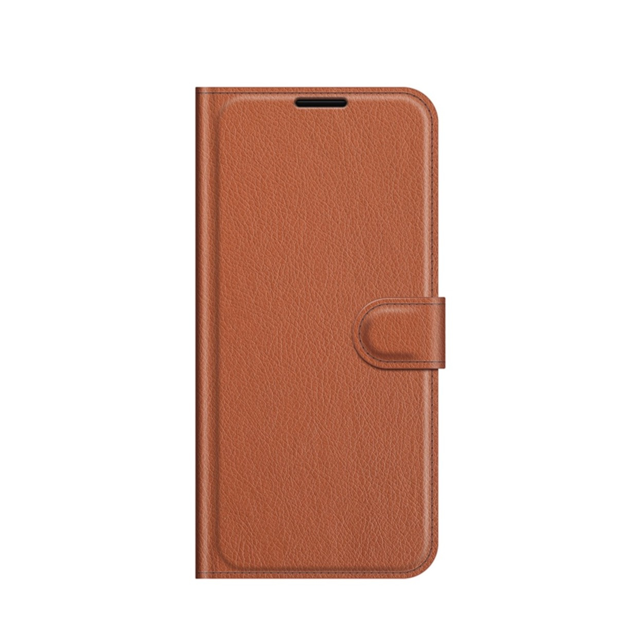 Image of iPhone 13 Pro Max Leder Tasche Flip Cover Litchi Look - Braun bei Apfelkiste.ch