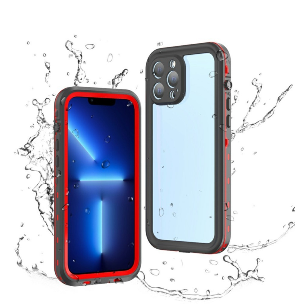 Image of Redpepper - iPhone 13 Pro Max Wasserfeste Outdoor Schutz Hülle (IP68) - Schwarz / Rot bei Apfelkiste.ch