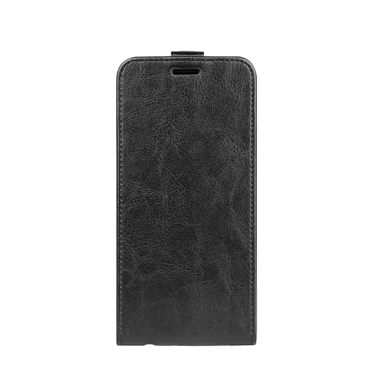 Image of iPhone 14 Leder Tasche Flip Cover Vertikal im Retro Look mit Kartenfach - Schwarz bei Apfelkiste.ch