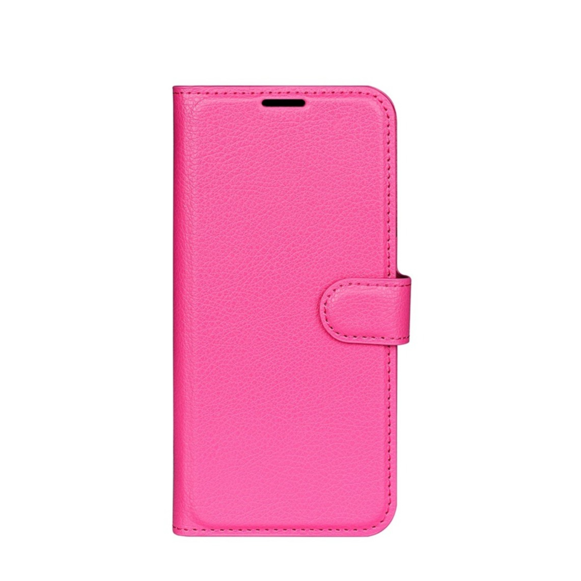 Image of iPhone 14 Pro Max Leder Tasche Flip Cover Litchi Look - Pink bei Apfelkiste.ch