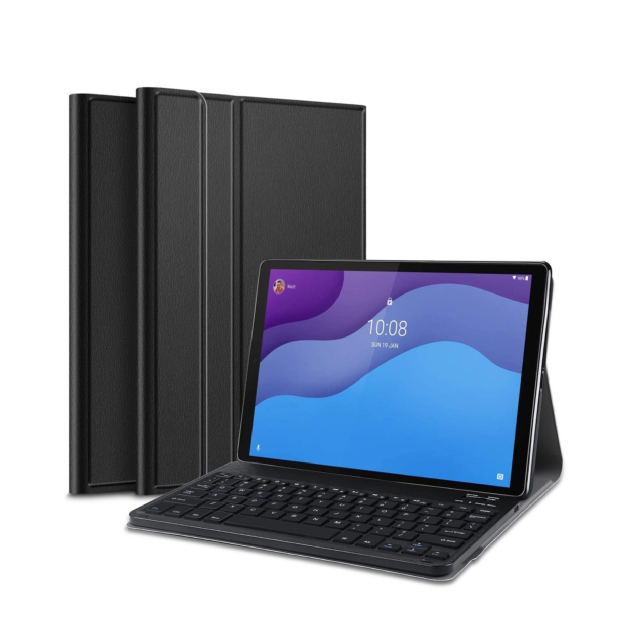 Image of Lenovo Tab M10 HD (2. Gen.) Leder Tasche mit abnehmbarer Bluetooth Tastatur (QWERTY) - Schwarz bei Apfelkiste.ch