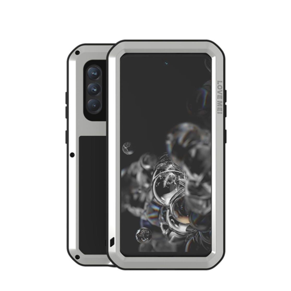 Image of LOVE MEI - Samsung Galaxy S21 FE 5G Silikon Metall Outdoor Case + Panzerfolie - Silber bei Apfelkiste.ch