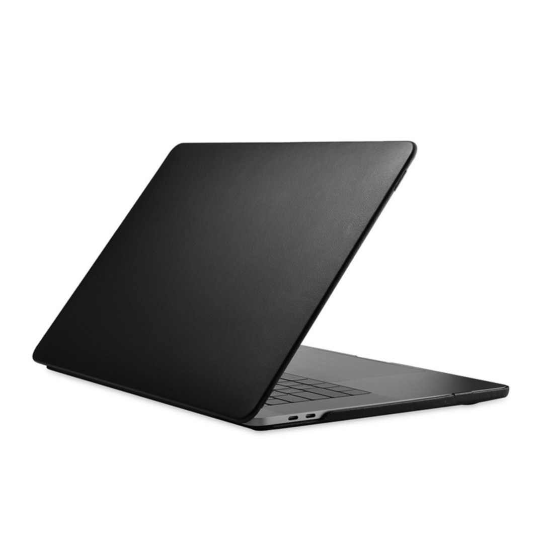 Image of MacBook Pro 16" (2019) Hardcase Hülle Leder Schutzabdeckung - Schwarz bei Apfelkiste.ch