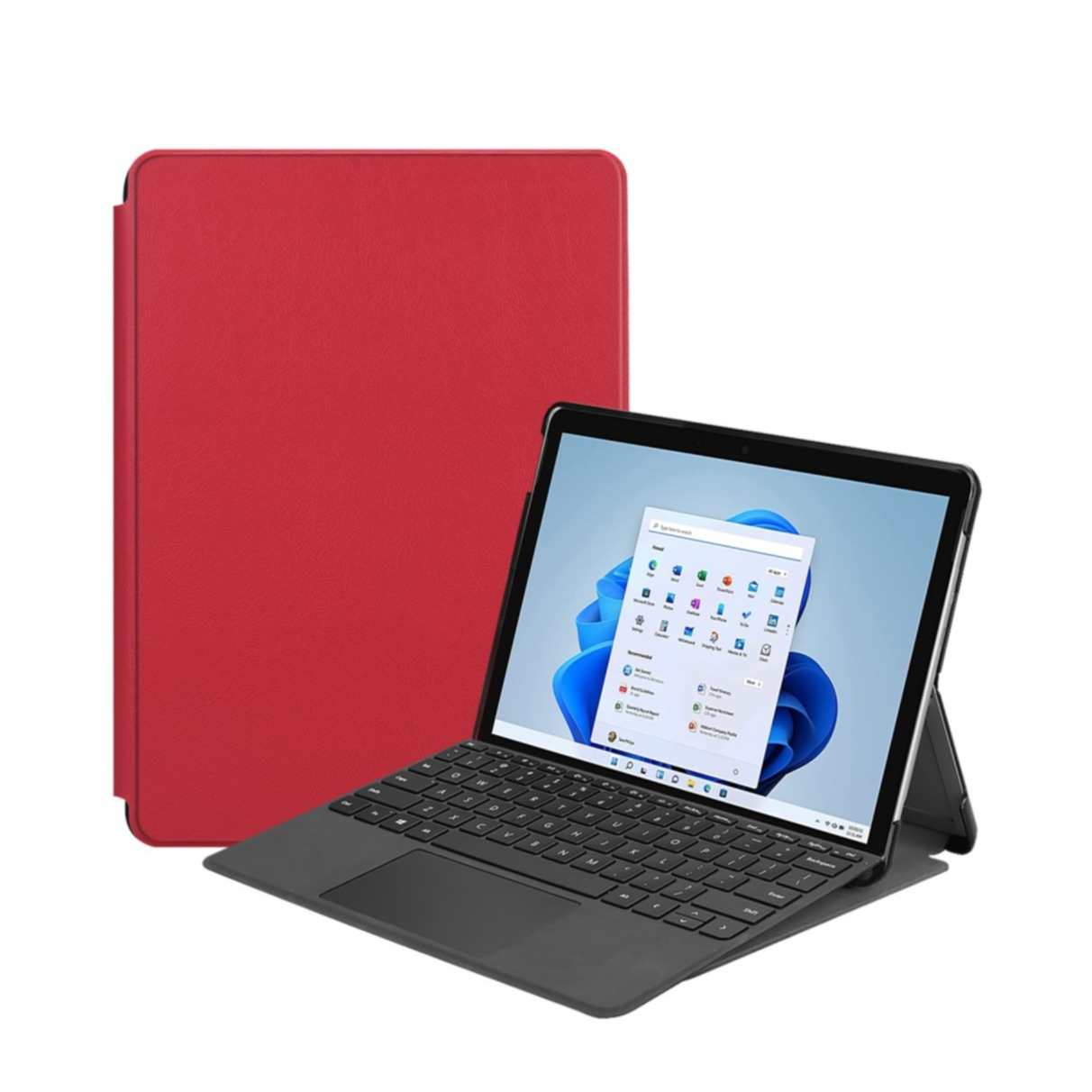 Image of Microsoft Surface Pro 8 Leder Tasche Smart Cover Hülle Litchi Look - Rot bei Apfelkiste.ch