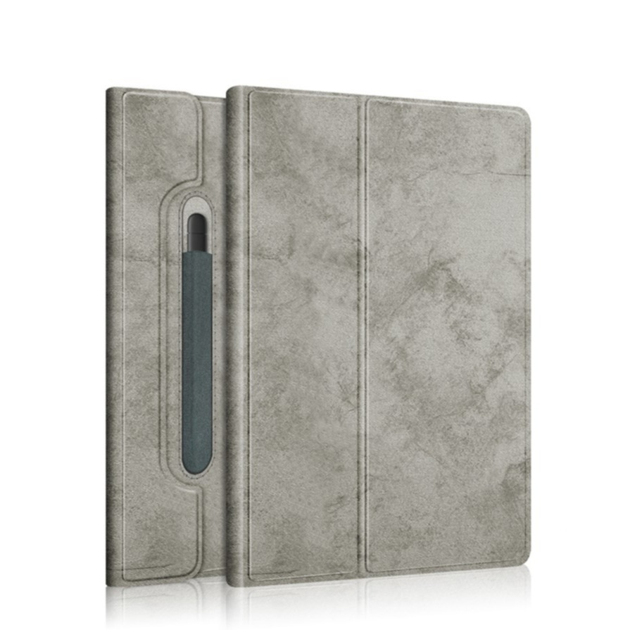 Image of Microsoft Surface Pro 8 Vintage Leder Tasche Smart Case Hülle Apple Pencil Halterung - Grau bei Apfelkiste.ch