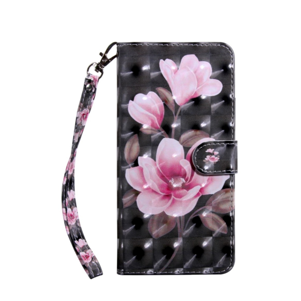 Image of Nokia G11 / G21 Leder Tasche mit Kartenfach + Handschlaufe - Blüte bei Apfelkiste.ch