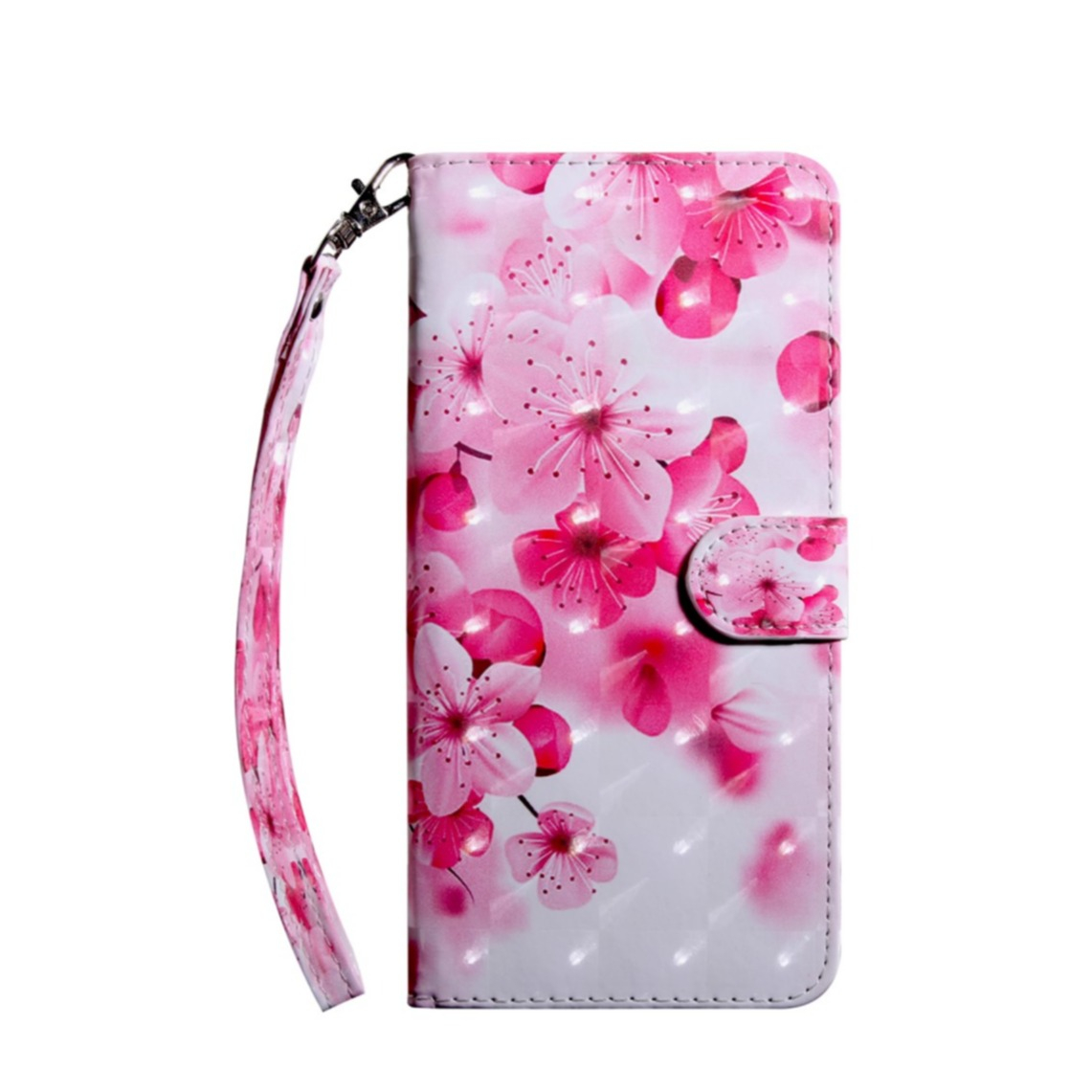 Image of Nokia G11 / G21 Leder Tasche mit Kartenfach + Handschlaufe - Kirschblüten bei Apfelkiste.ch