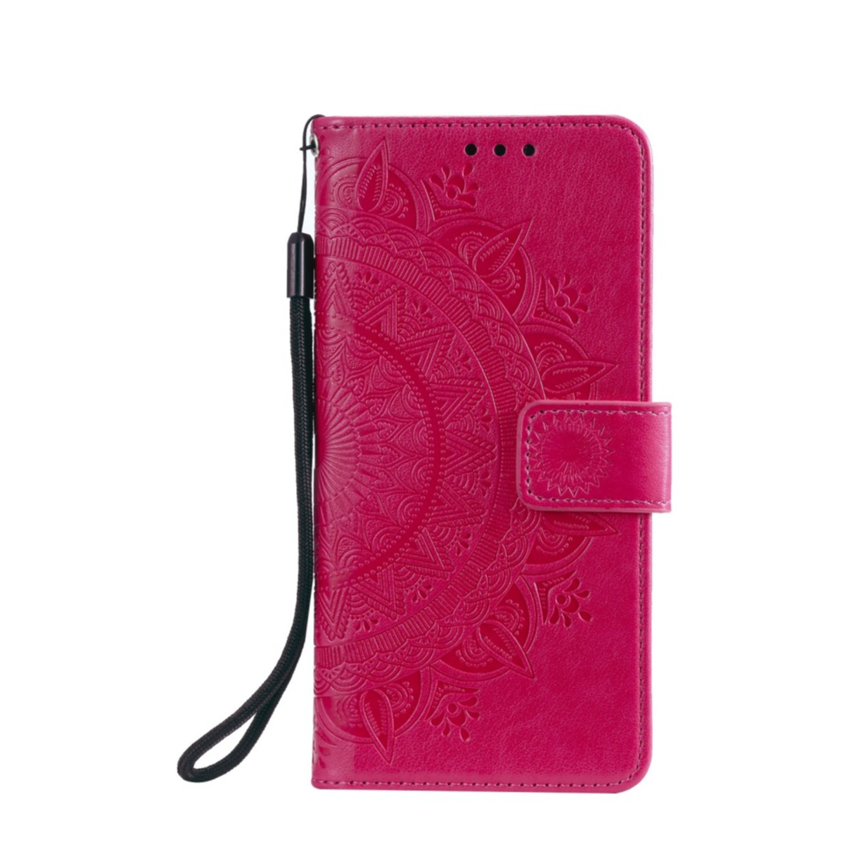 Image of Nokia G20 Leder Tasche Wallet - Mandala Flowers - Rot / Pink bei Apfelkiste.ch