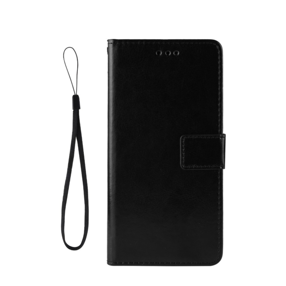 Image of Nokia G50 Leder Tasche Flip Cover mit Kartenfächer Vintage Look + Trageschlaufe - Schwarz bei Apfelkiste.ch