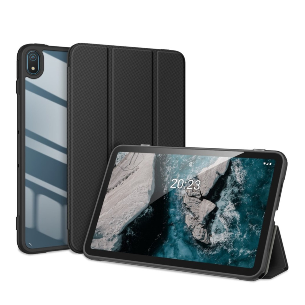 Image of Dux Ducis - Nokia T20 Leder Tasche Smart Cover Schutzhülle - Schwarz bei Apfelkiste.ch