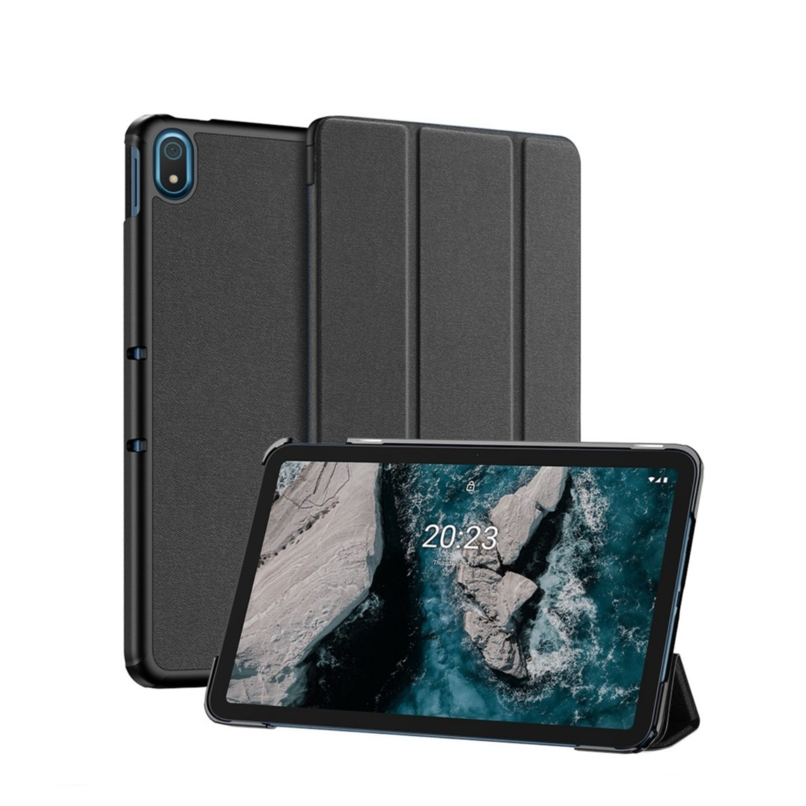 Image of Dux Ducis - Nokia T20 Tasche Smart Cover Hülle Stoff Design - Schwarz bei Apfelkiste.ch