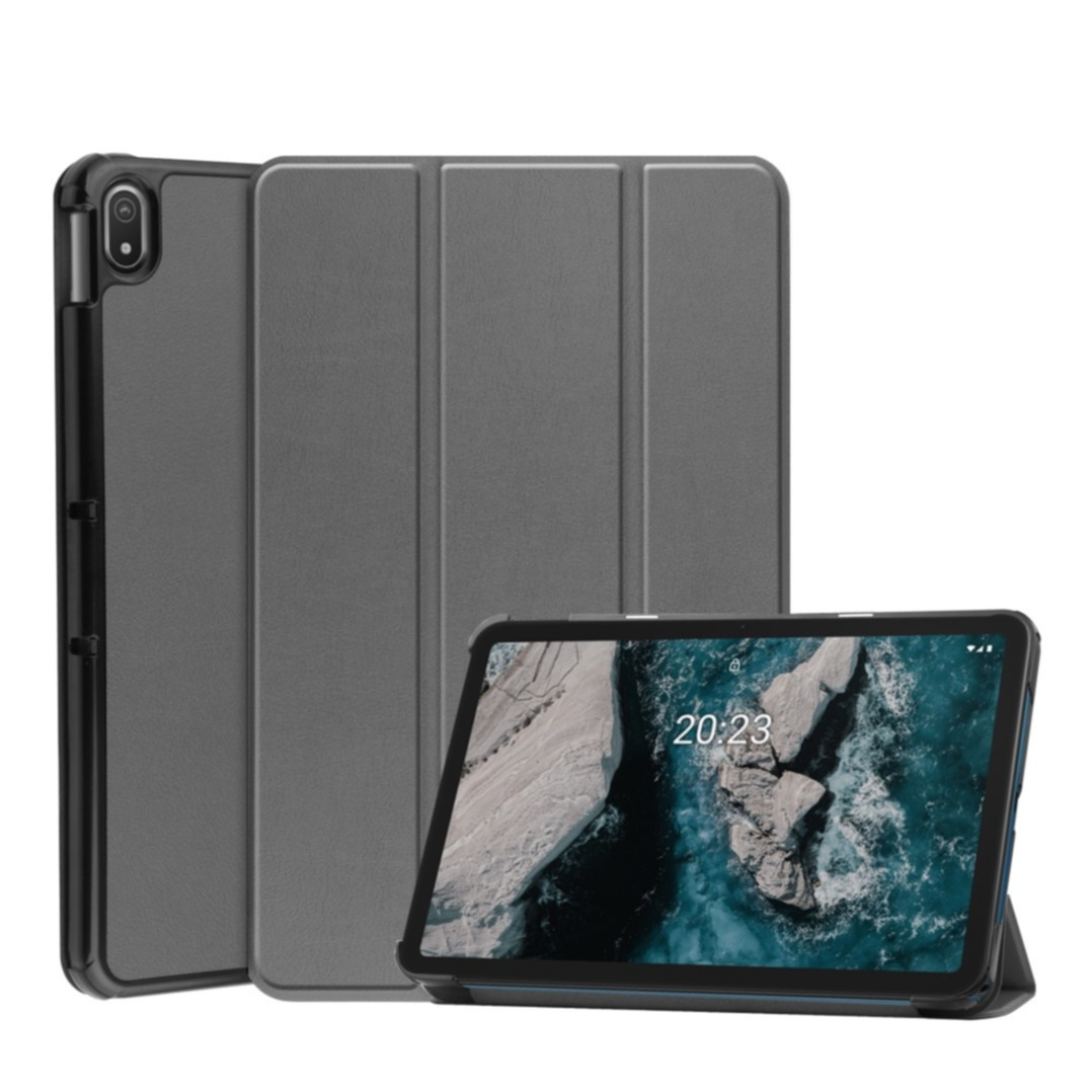 Image of Nokia T20 Leder Tasche Smart Case Hülle - Grau bei Apfelkiste.ch