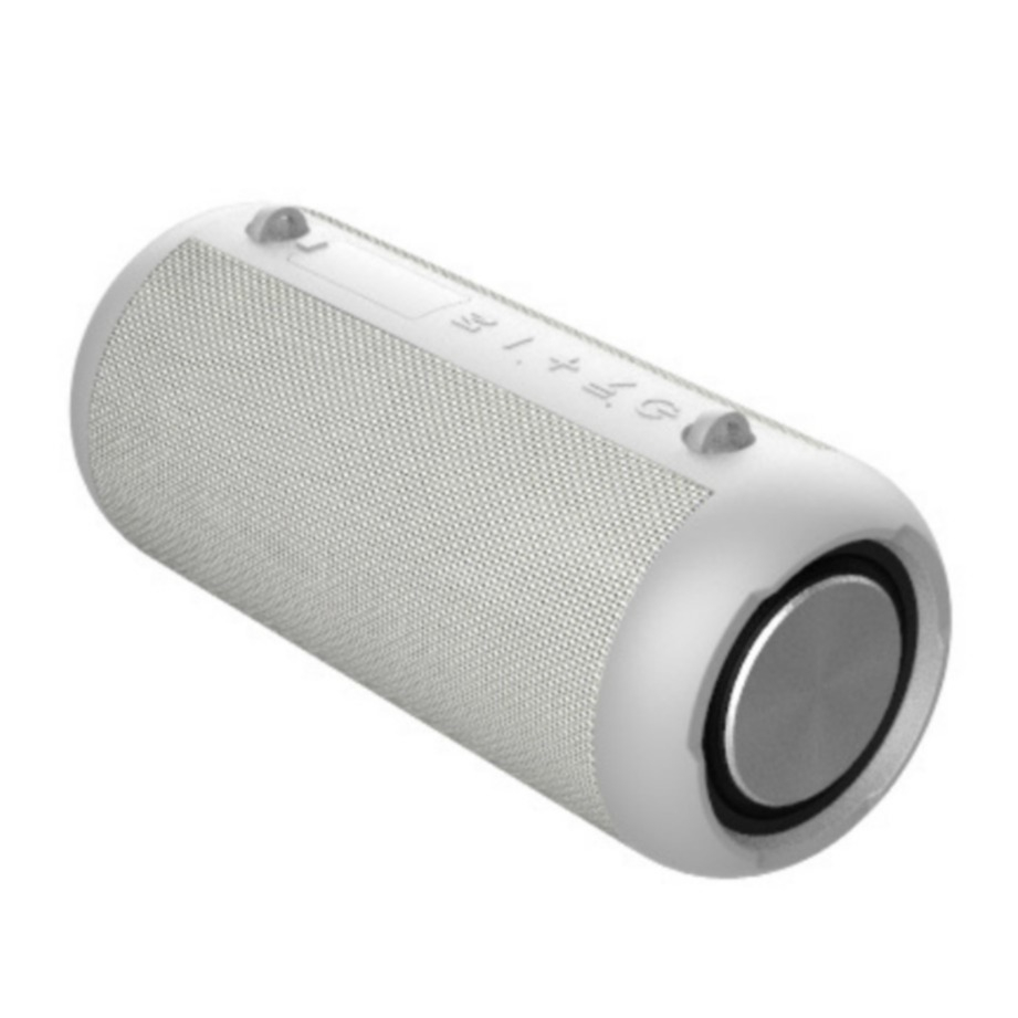 Image of Portabler Wireless Bluetooth Lautsprecher Spritzwasserfest (IPX6) Aux In / USB A / Micro SD Kartenslot + Schultergurt - Grau bei Apfelkiste.ch