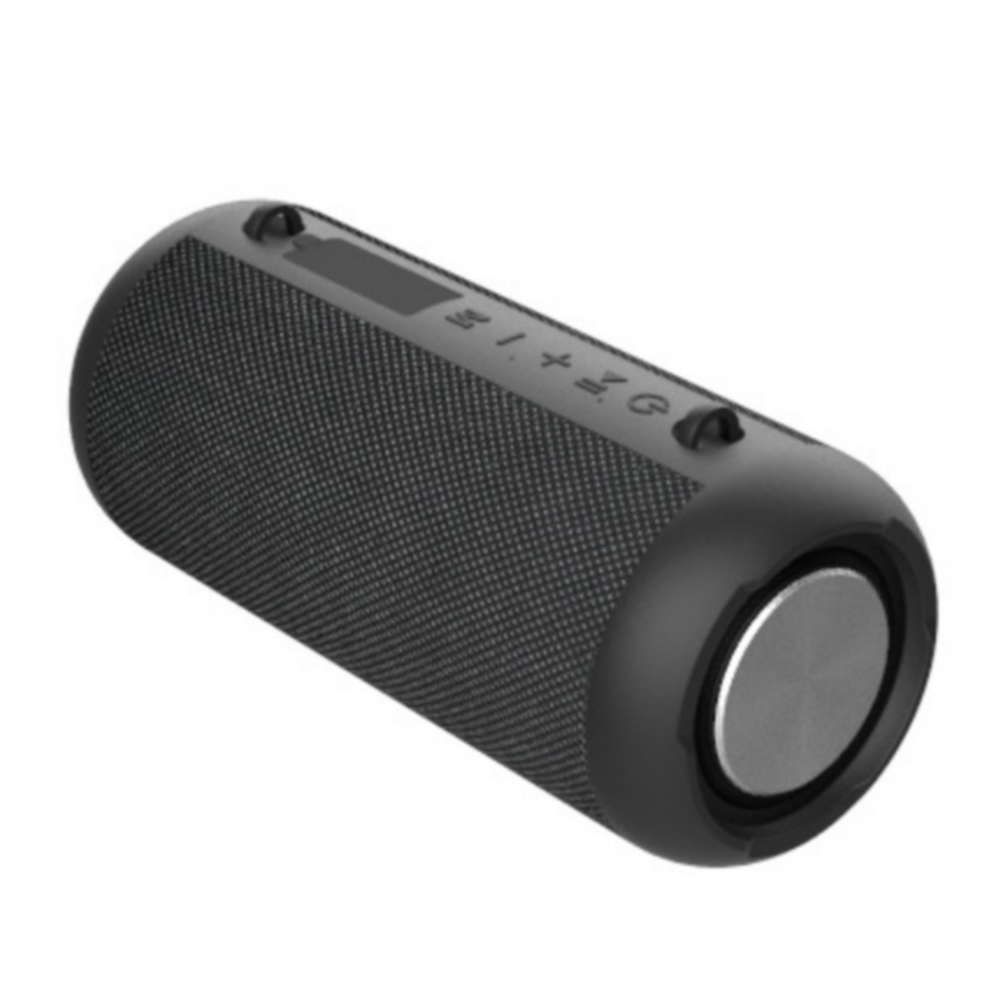 Image of Portabler Wireless Bluetooth Lautsprecher mit USB Powerbank (3600mAh) Spritzwasserfest (IPX6) Aux In / Micro SD Kartenslot + Schultergurt - Schwarz bei Apfelkiste.ch