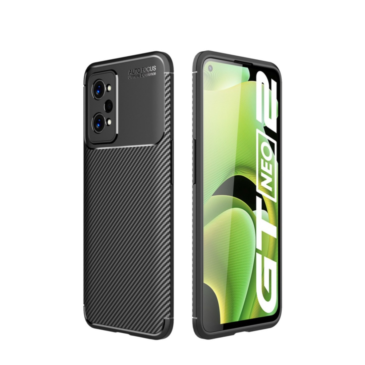 Image of Realme GT2 Pro Gummi Case Schutzhülle mit Air Cushion Fallschutz im Carbon Look - Schwarz bei Apfelkiste.ch