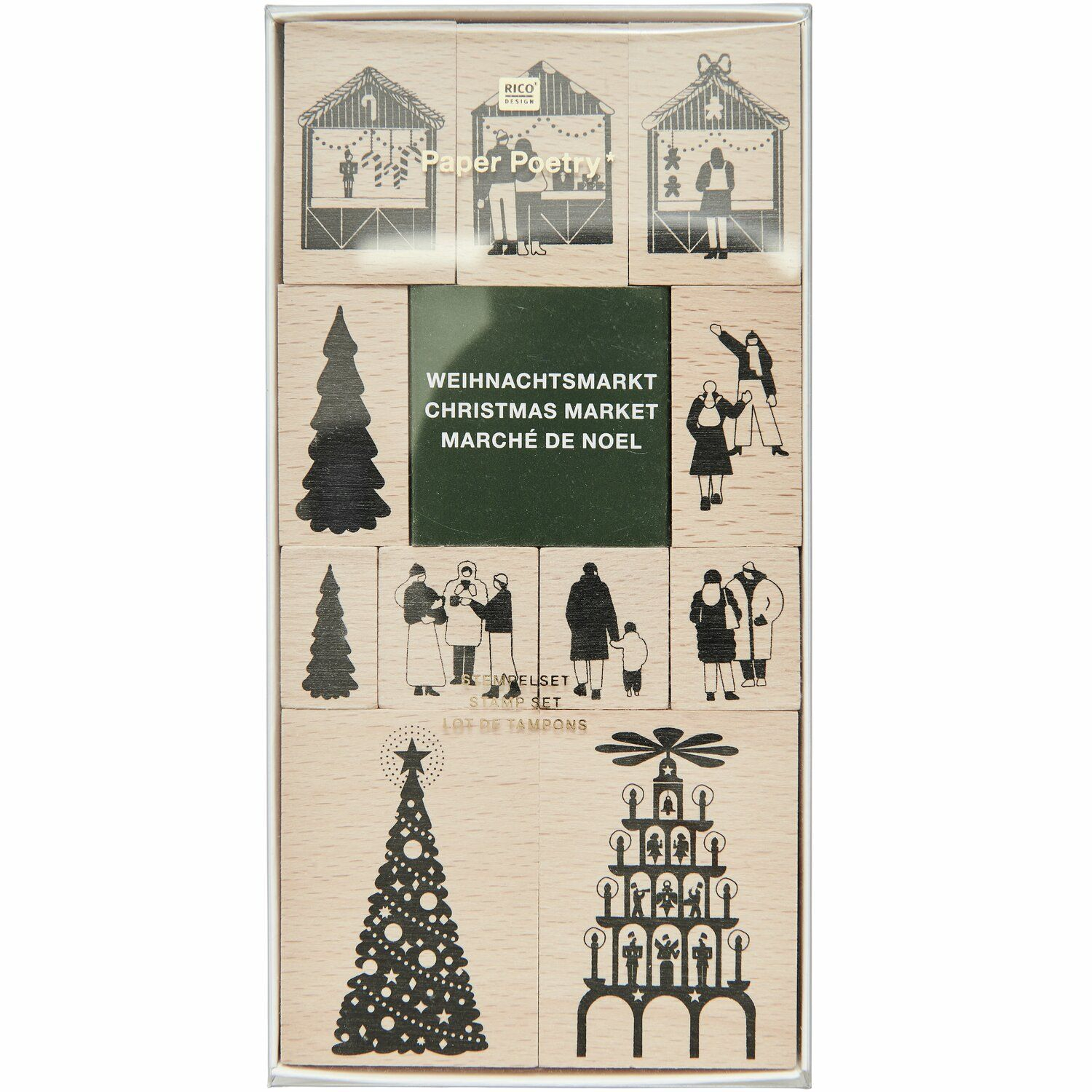 Rico Design Stempel-Set Geburtstag – 9 Holzstempel Mit Stempelkissen, Motivgrößen 2x2 Bis 4x4 Cm – Für Karten & Bastelprojekte