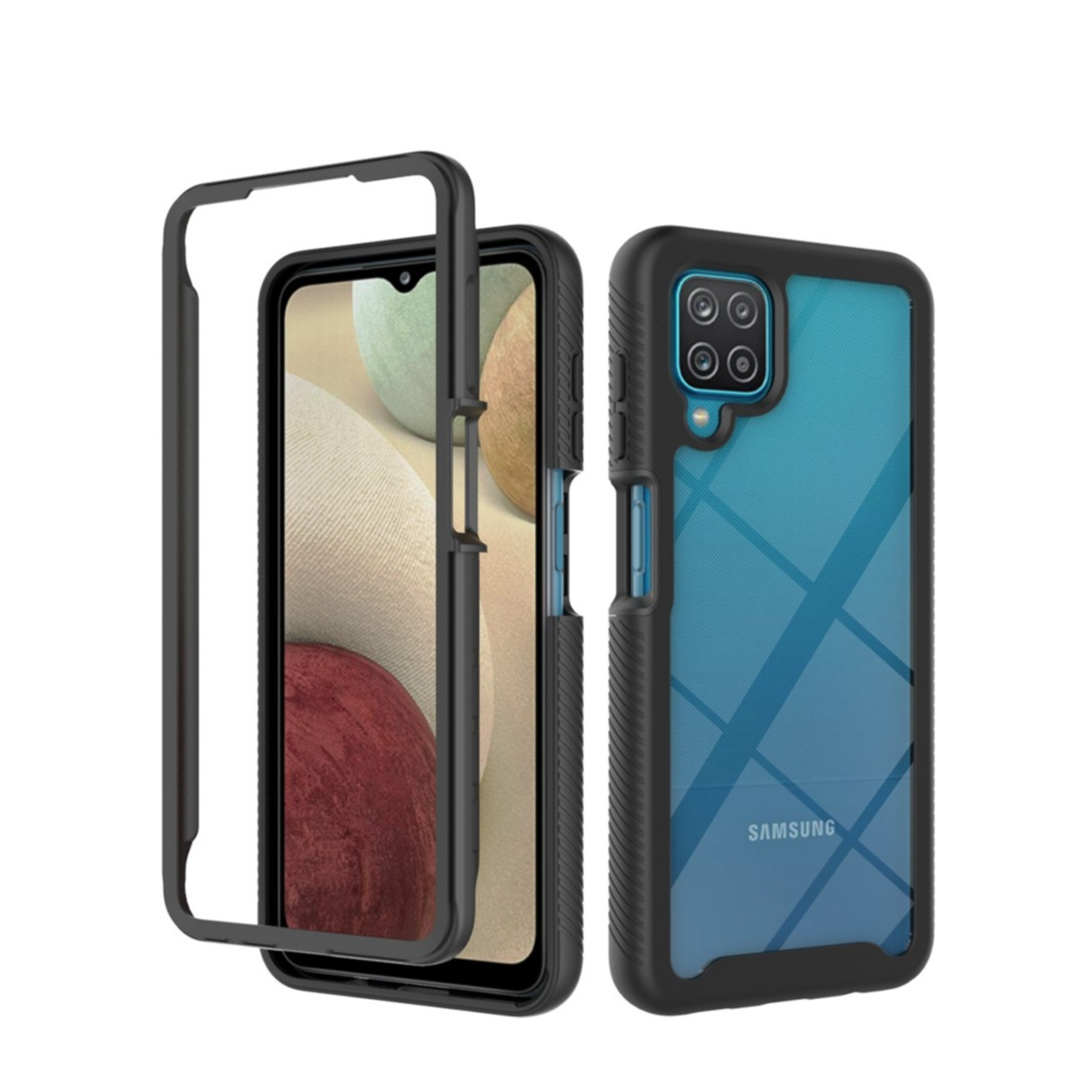 Image of Samsung Galaxy A12 Hybrid 2in1 Hülle Shock Proof + Acryl Rückseite - Schwarz bei Apfelkiste.ch