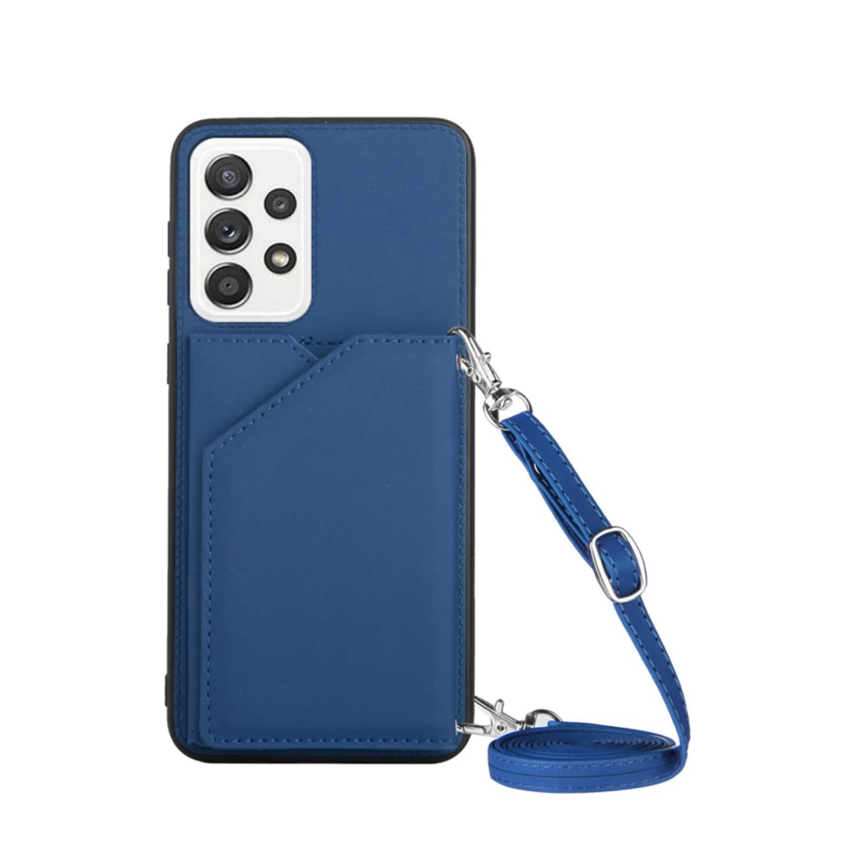 Image of Samsung Galaxy A33 5G Necklace Leder Schutz Hülle mit Kartenfächer + Handykette (150cm) - Blau bei Apfelkiste.ch