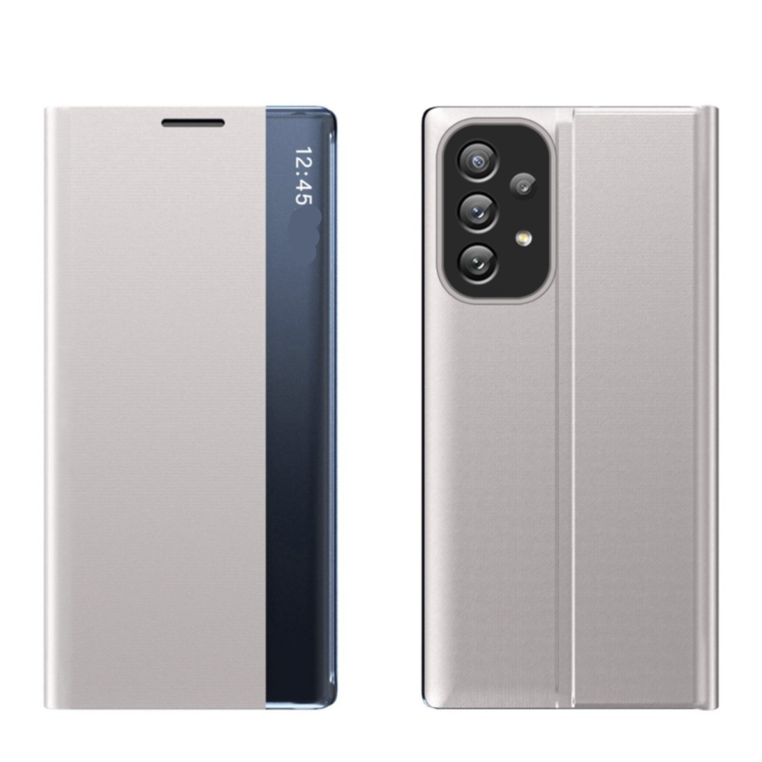 Image of Samsung Galaxy A33 5G Stoff Tasche Smart View Flip Cover - Silber bei Apfelkiste.ch