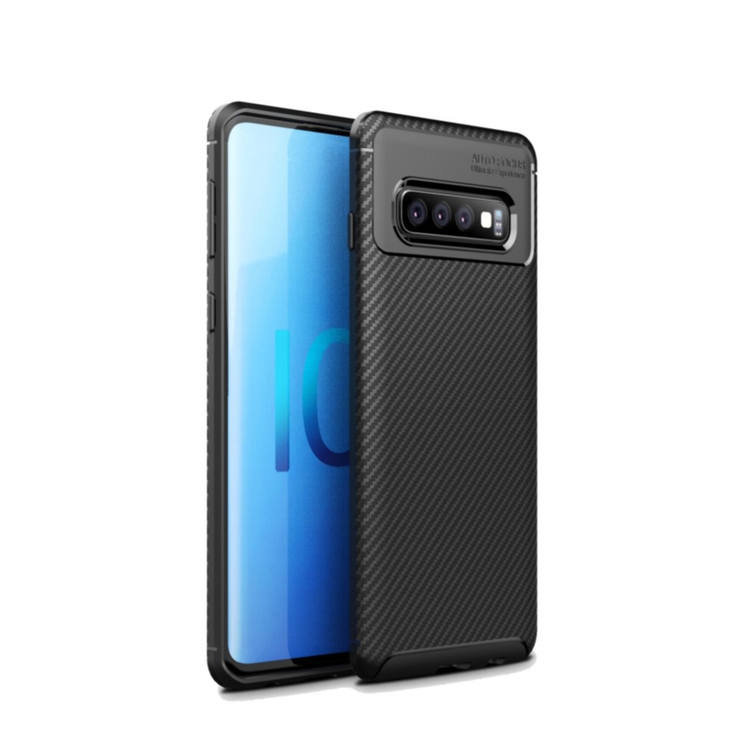 Image of Samsung Galaxy S10 Gummi Case Schutzhülle mit Air Cushion Fallschutz im Carbon Look - Schwarz bei Apfelkiste.ch