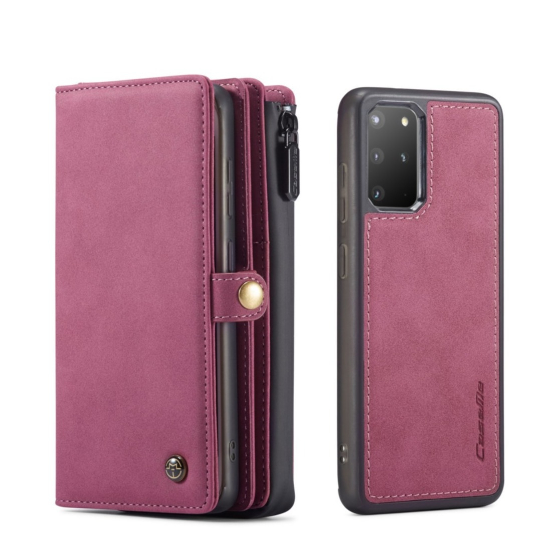 Image of Caseme - Samsung Galaxy S20+ Plus / S20+ Plus 5G 3in1 Leder Tasche + Magnet Hardcase Karten Etui - Dunkelrot bei Apfelkiste.ch