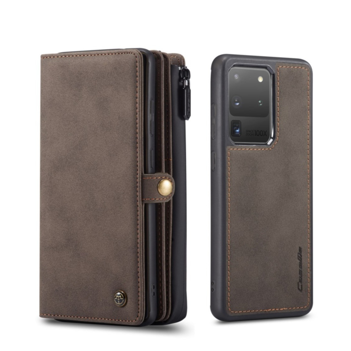 Image of Caseme - Samsung Galaxy S20 Ultra / S20 Ultra 5G 3in1 Leder Tasche + Magnet Hardcase Karten Etui - Dunkelbraun bei Apfelkiste.ch