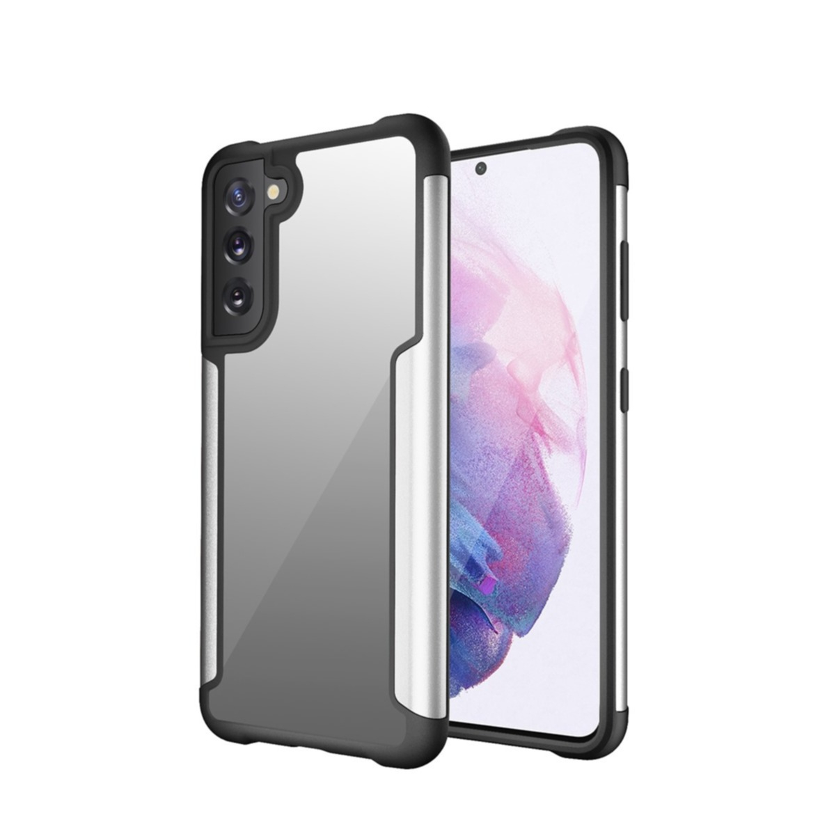 Image of Samsung Galaxy S21 FE 5G Hybrid Bumper Hülle mit Acryl Rückseite - Silber / Transparent bei Apfelkiste.ch