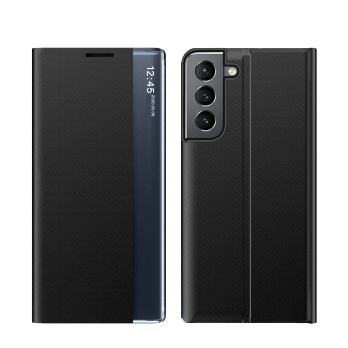 Image of Samsung Galaxy S22 5G Stoff Tasche Smart View Flip Cover - Schwarz bei Apfelkiste.ch