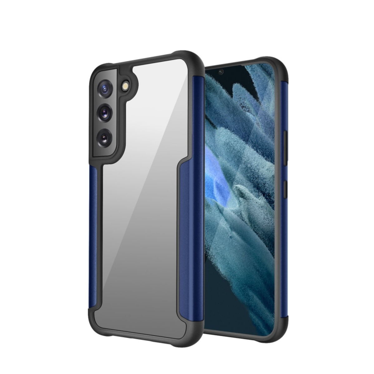 Image of Samsung Galaxy S22+ Plus 5G Hybrid Bumper Hülle mit Acryl Rückseite - Blau / Transparent bei Apfelkiste.ch