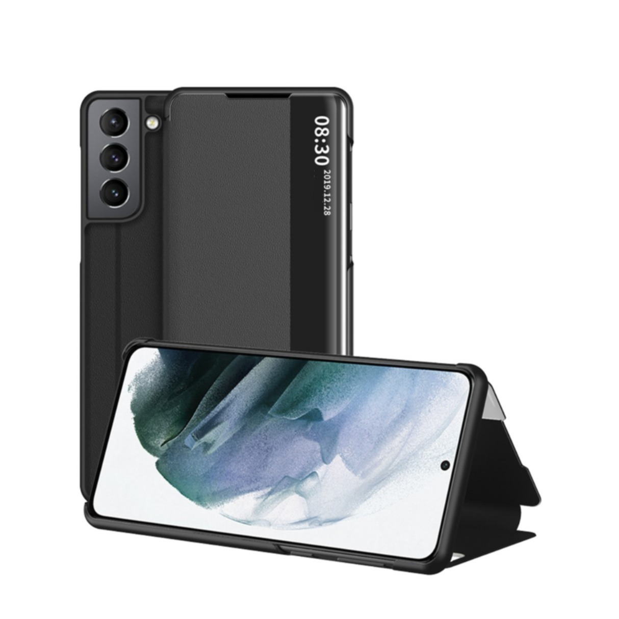 Image of Samsung Galaxy S22+ Plus 5G Leder Hülle Slim Window View Flip Case - Schwarz bei Apfelkiste.ch