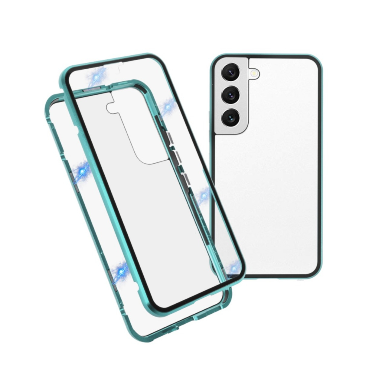 Image of Samsung Galaxy S22+ Plus 5G Magnetische Alu Schutzhülle mit Panzer Glas Backcover + Displayschutz (Magnet-Technologie) - Grün bei Apfelkiste.ch