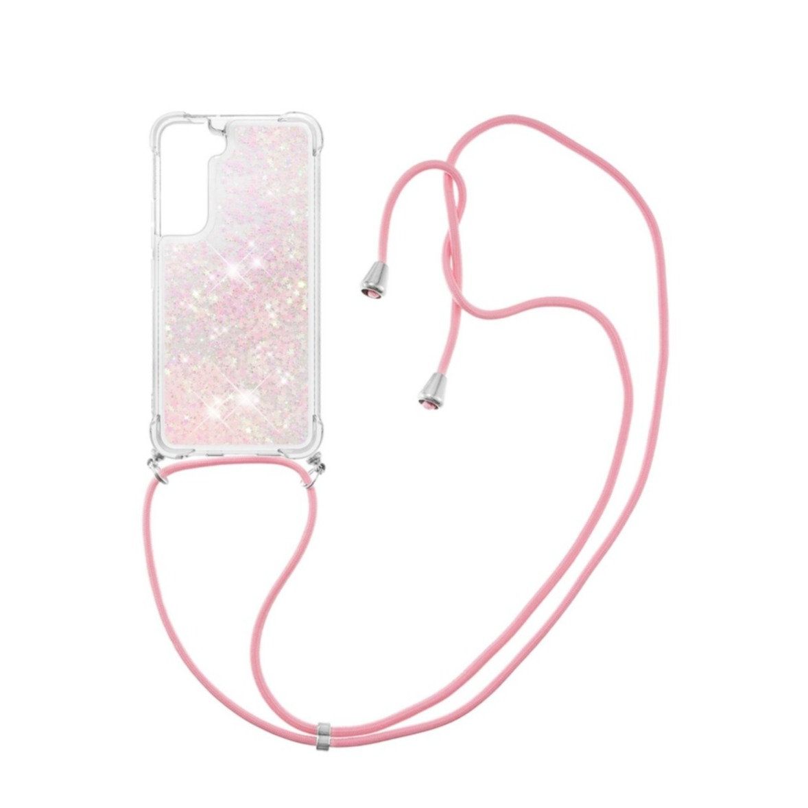 Image of Samsung Galaxy S22+ Plus 5G Necklace Gummi Hülle Liquid Glitzer + Handykette (130cm) - Rosa bei Apfelkiste.ch