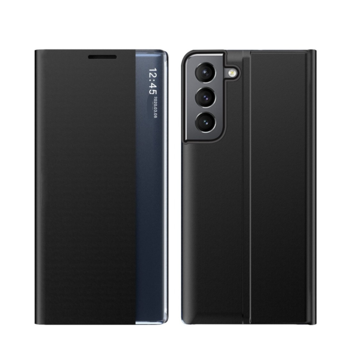 Image of Samsung Galaxy S22+ Plus 5G Stoff Tasche Smart View Flip Cover - Schwarz bei Apfelkiste.ch