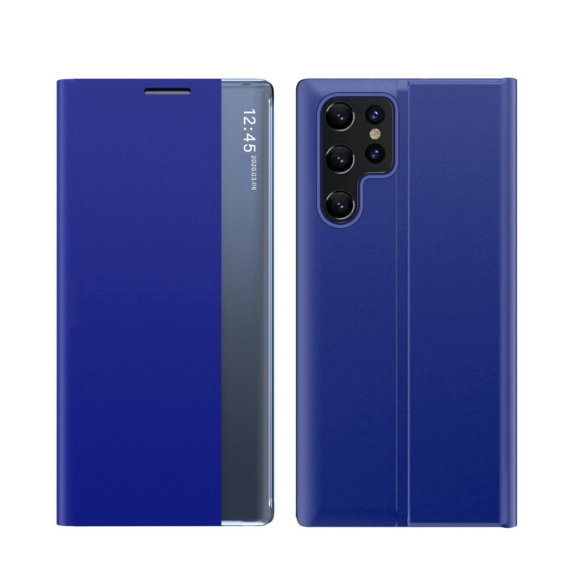 Image of Samsung Galaxy S22 Ultra 5G Stoff Tasche Smart View Flip Cover - Blau bei Apfelkiste.ch