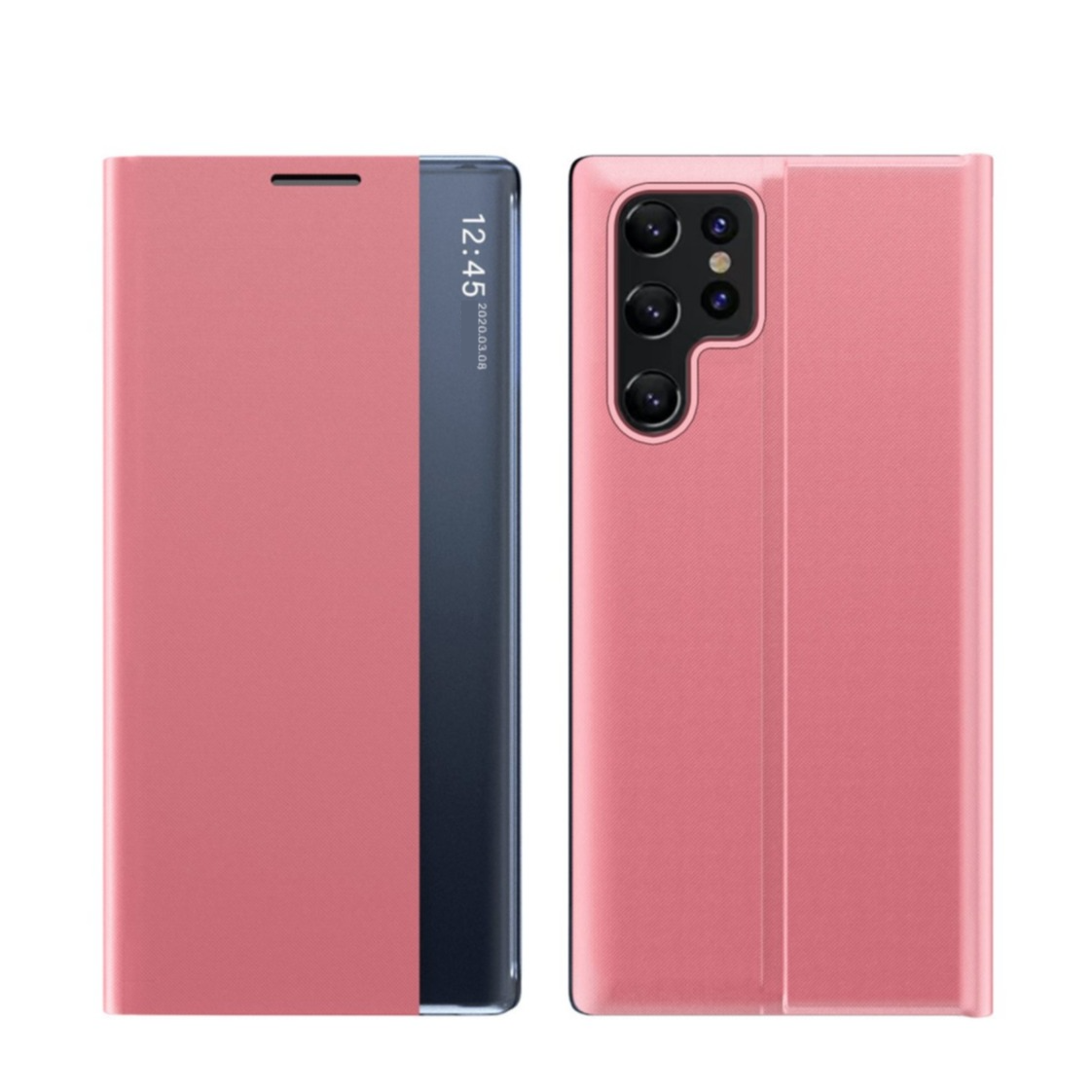 Image of Samsung Galaxy S22 Ultra 5G Stoff Tasche Smart View Flip Cover - Pink bei Apfelkiste.ch