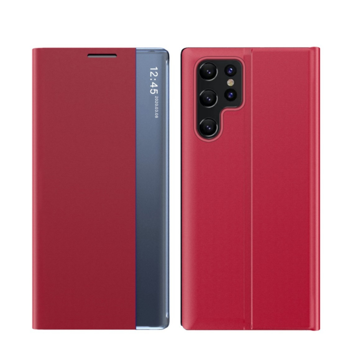 Image of Samsung Galaxy S22 Ultra 5G Stoff Tasche Smart View Flip Cover - Rot bei Apfelkiste.ch