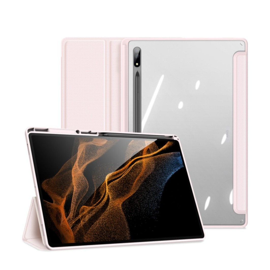 Image of Dux Ducis - Samsung Galaxy Tab S8 Ultra Leder Tasche Smart Cover Schutzhülle + Apple Pencil Halter - Rosa bei Apfelkiste.ch