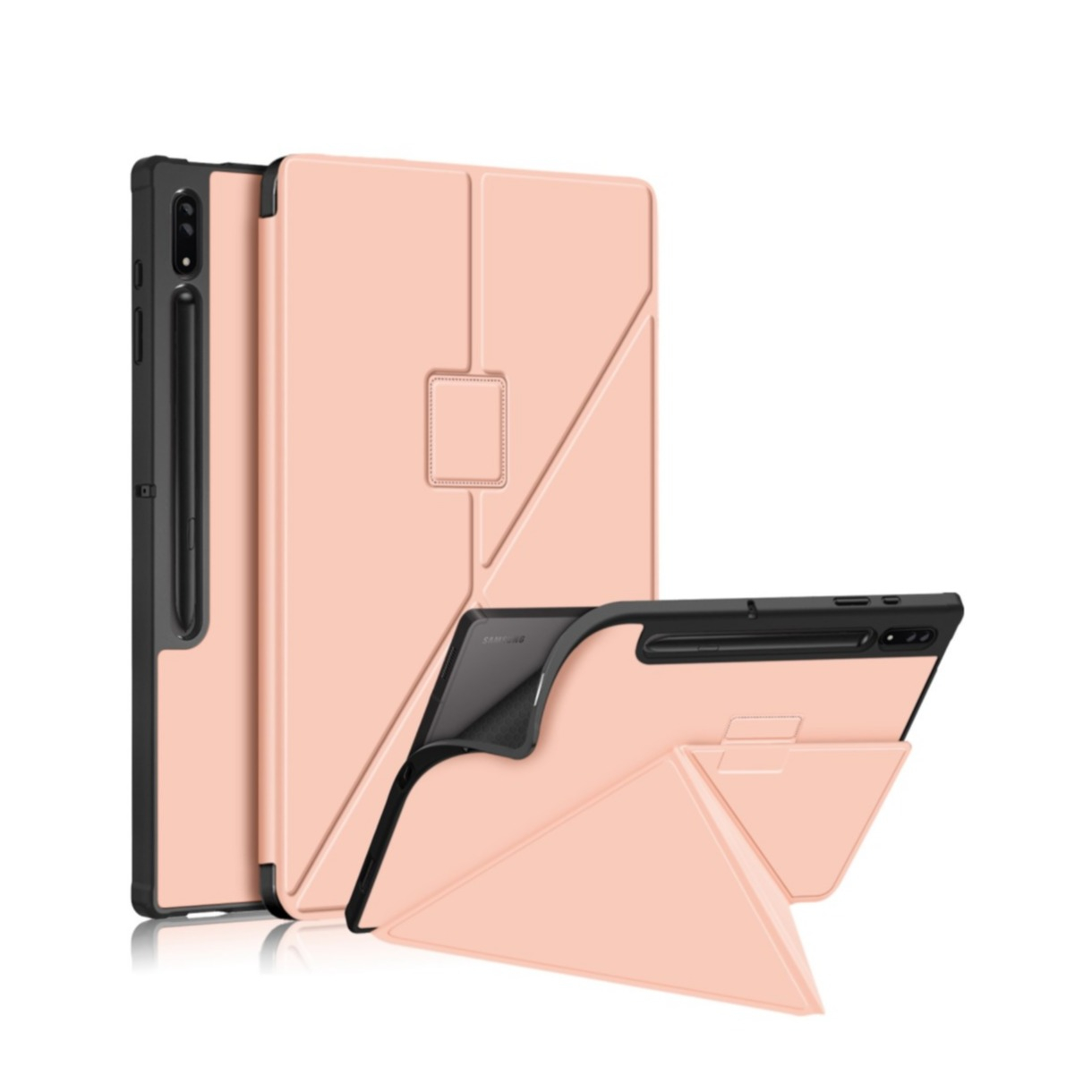 Image of Samsung Galaxy Tab S8 Ultra Leder Tasche Smart Cover Origami Flip Case - Rosa bei Apfelkiste.ch