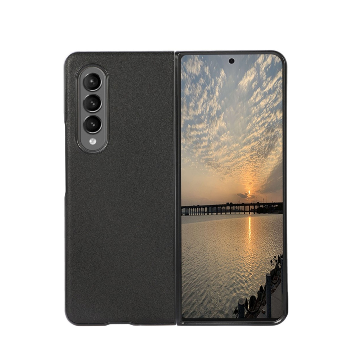 Image of Samsung Galaxy Z Fold3 5G Echtleder Hardcase Hülle - Schwarz bei Apfelkiste.ch