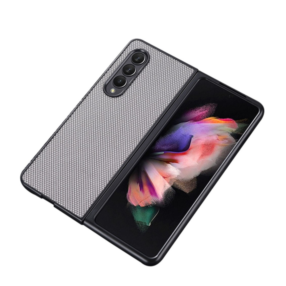 Image of Samsung Galaxy Z Fold4 5G Hybrid Hardcase Hülle im Stoff Design - Grau bei Apfelkiste.ch