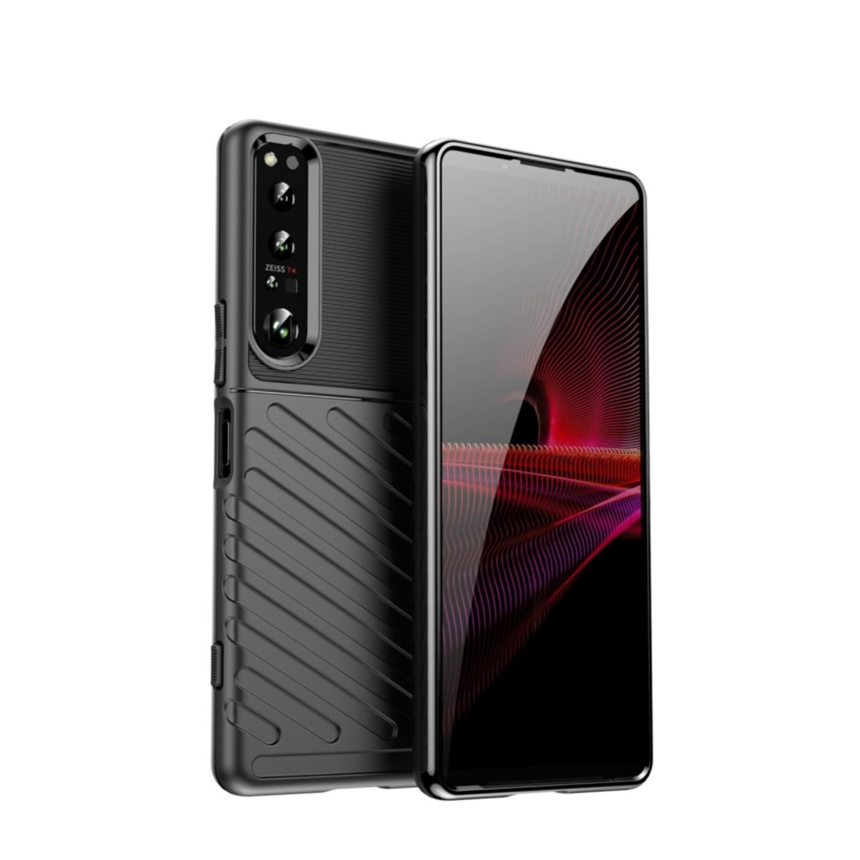 Image of Sony Xperia 1 IV Gummi Case Schutzhülle Grip Design - Schwarz bei Apfelkiste.ch