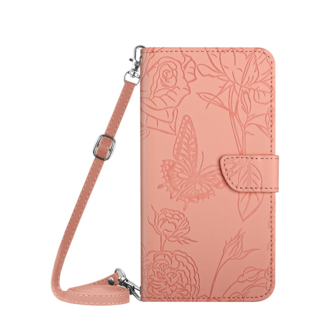 Image of Sony Xperia 10 IV Necklace Leder Tasche Flip Cover Pfingstrosen Imprint - Rosa bei Apfelkiste.ch