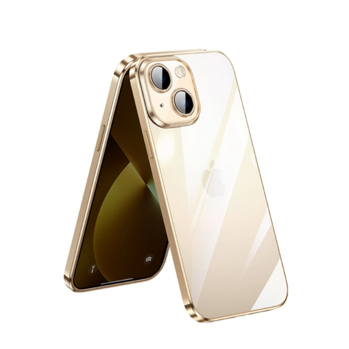 Image of SULADA - iPhone 13 Gummi Case Hülle Galvanisierter Rahmen + Kameraschutz - Gold bei Apfelkiste.ch