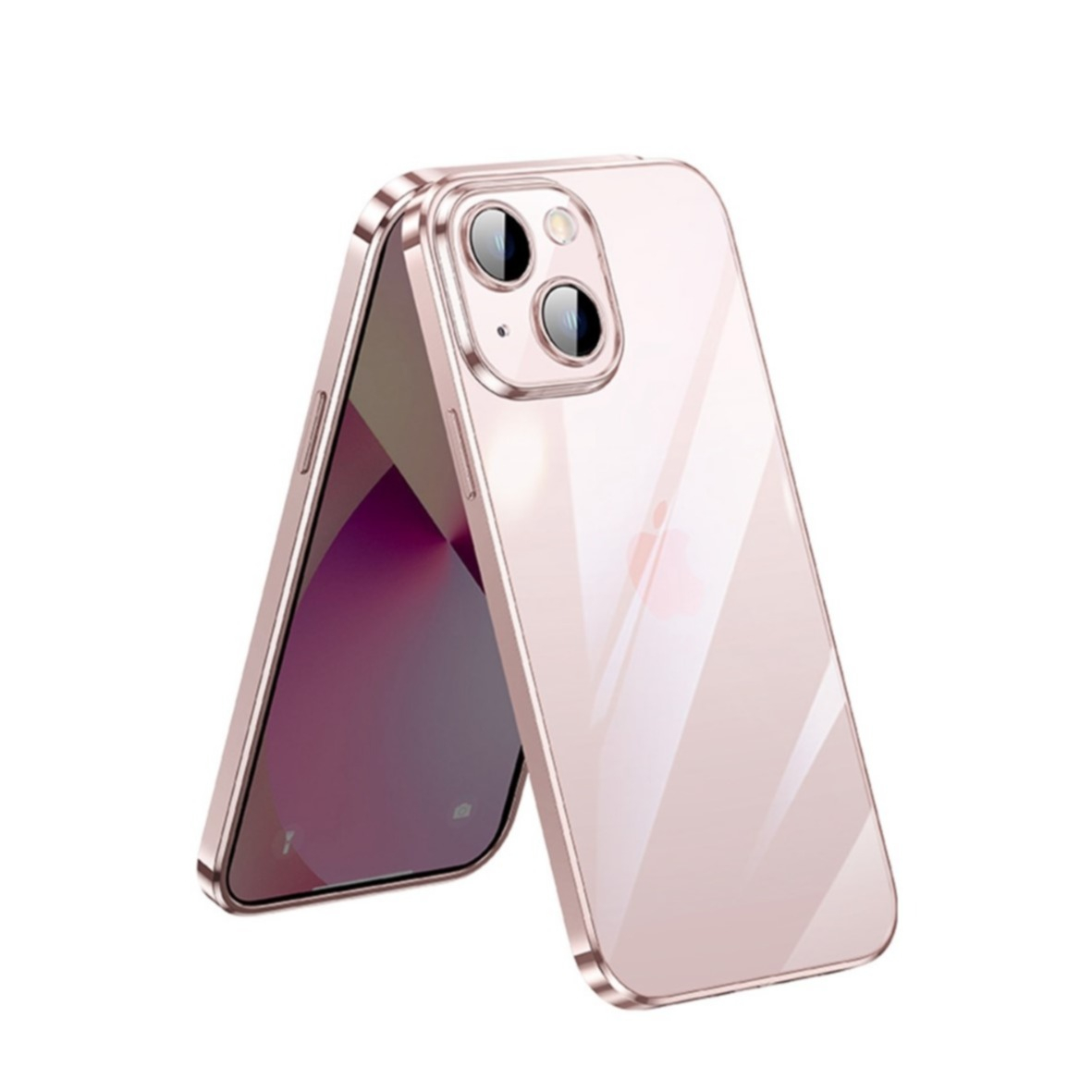 Image of SULADA - iPhone 13 Gummi Case Hülle Galvanisierter Rahmen + Kameraschutz - Rosa bei Apfelkiste.ch